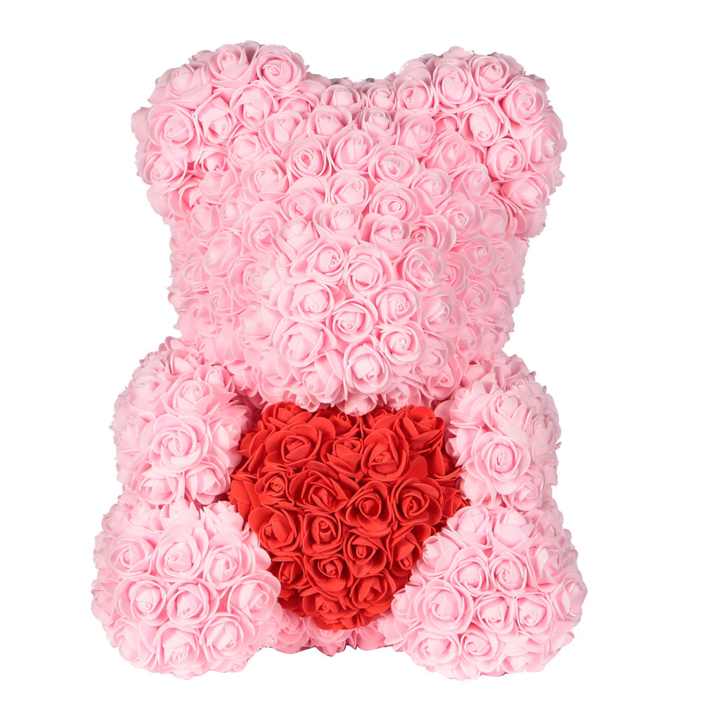 Light Pink Rose Bear with Red Heart 40cm