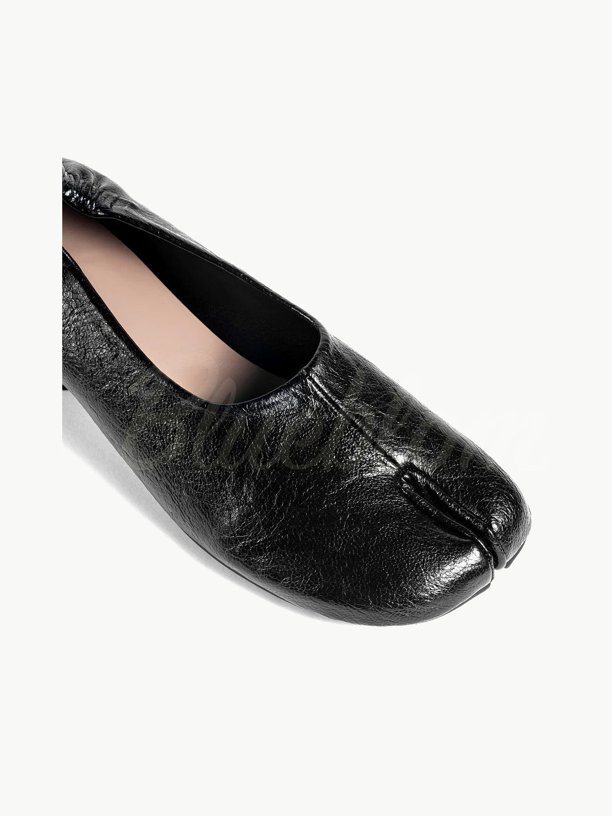 Black Thick Heeled Pleated  Tabi Shoes