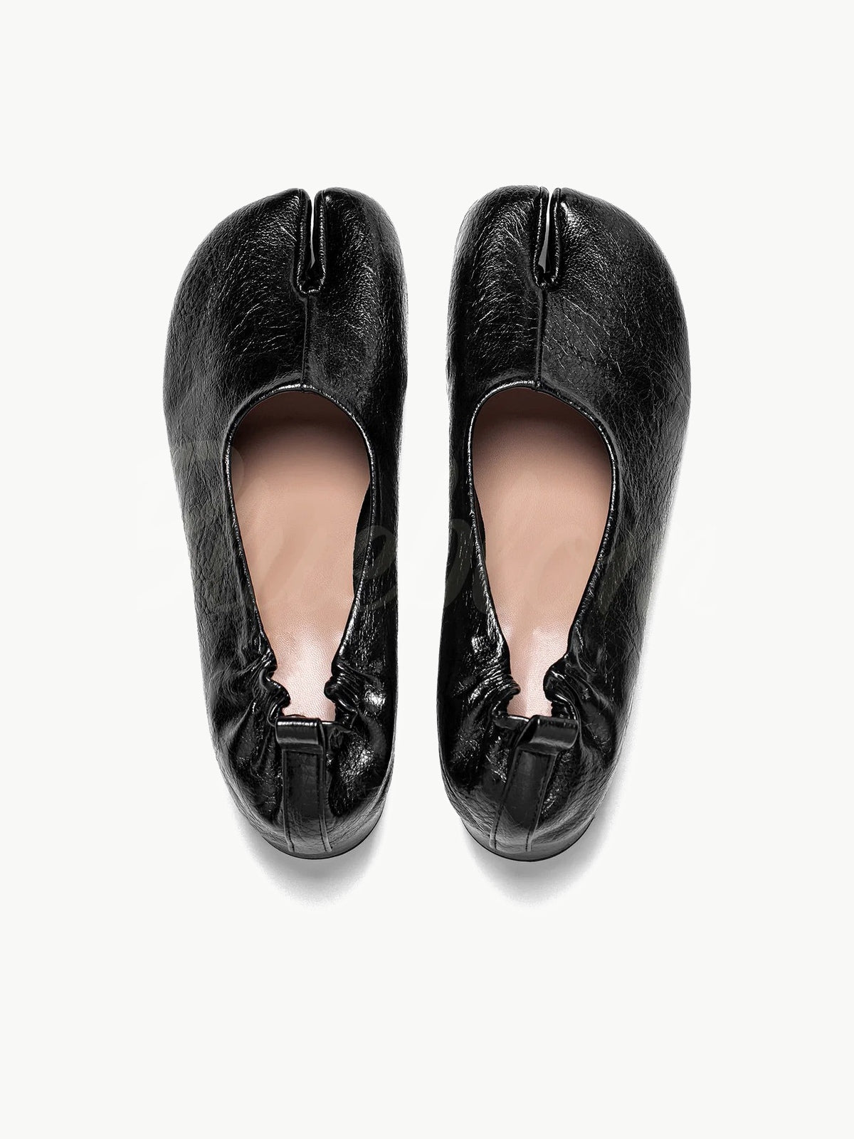 Black Thick Heeled Pleated  Tabi Shoes