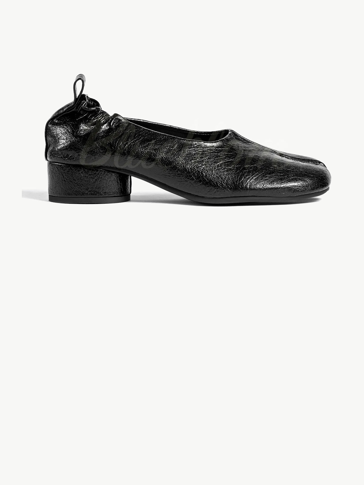 Black Thick Heeled Pleated  Tabi Shoes