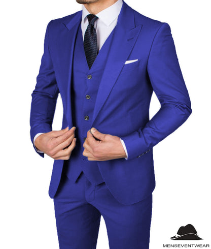 Business Men's 3 Pieces Mens Suit Peak Lapel Solid Tuxedos (Blazer+vest+Pants)