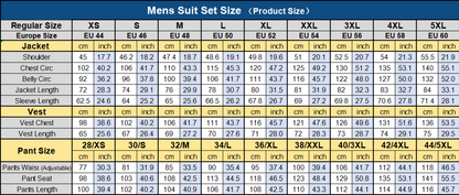 Formal Men's Suits Slim Fit 3 Pieces Notch Lapel Tuxedos (Blazer+Vest+Black Pant)