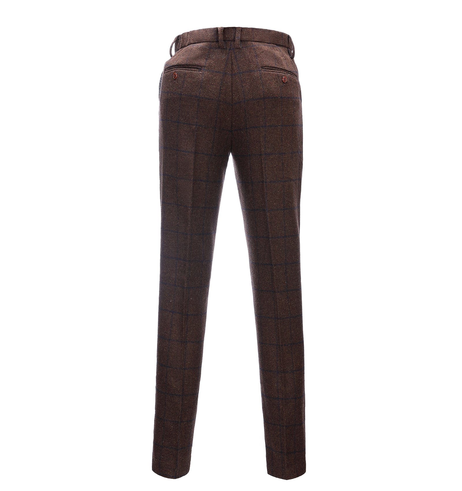 Men's Suit Pants Coffee Tweed Plaid Pleat-Front Trousers