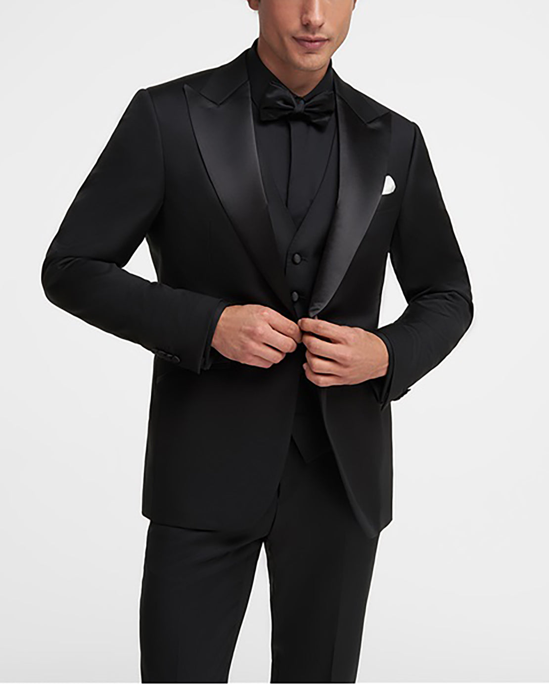 Fashion Men's 3 Pieces Flat Peak Lapel Tuxedos For Party (Blazer+vest+Pants)