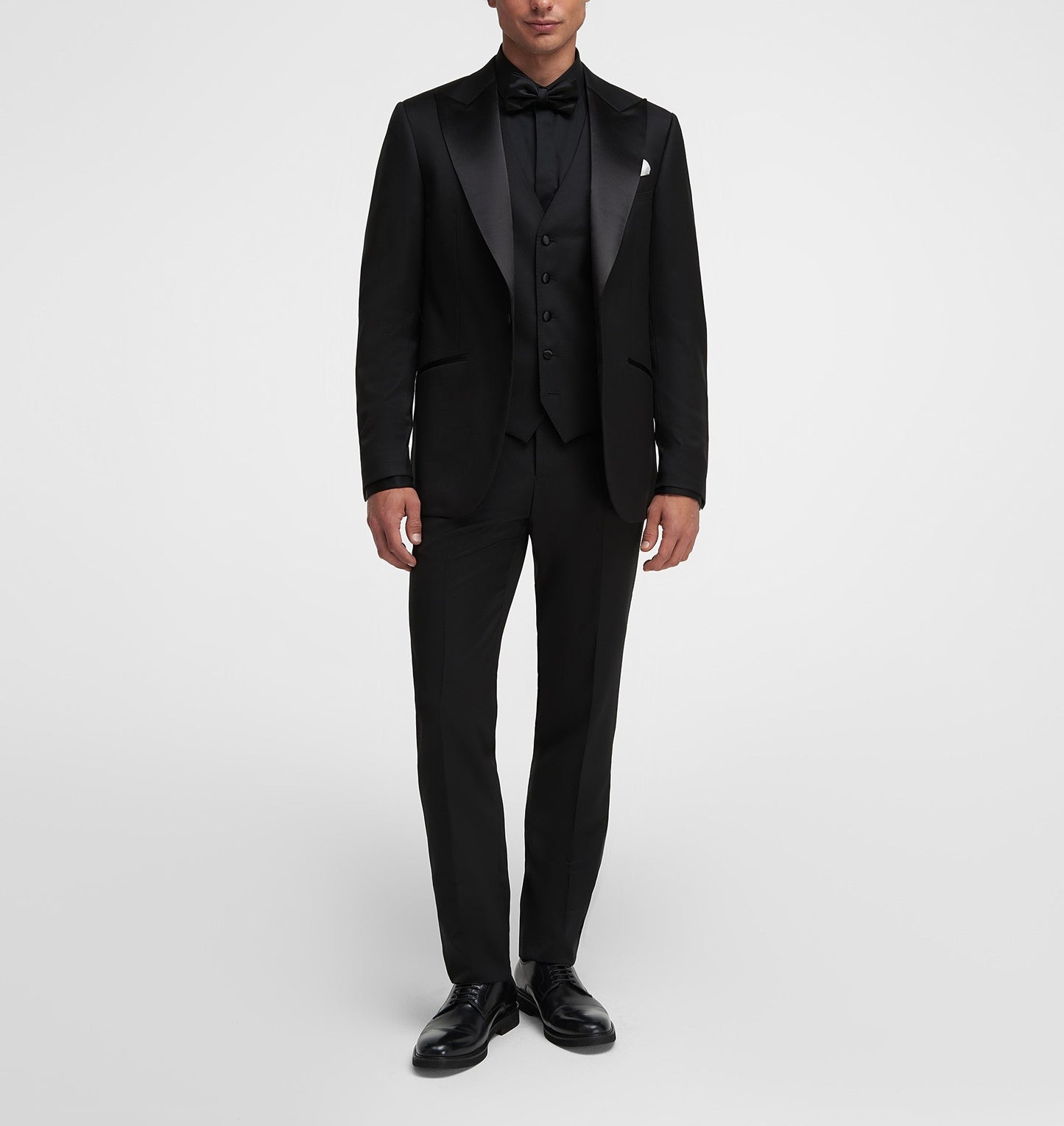 Fashion Men's 3 Pieces Flat Peak Lapel Tuxedos For Party (Blazer+vest+Pants)