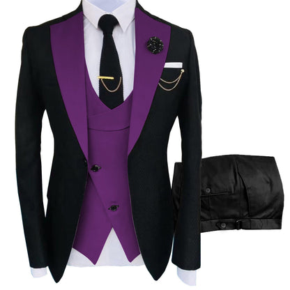Men's Slim Fit 3-Piece Black Pants Graduation Suit | Formal Dress for African American Graduates