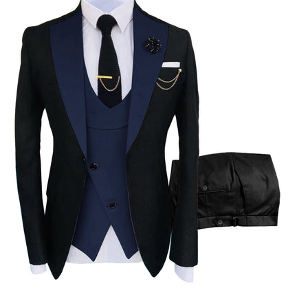 Men's Slim Fit 3-Piece Black Pants Graduation Suit | Formal Dress for African American Graduates