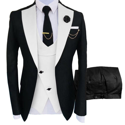 Men's Slim Fit 3-Piece Black Pants Graduation Suit | Formal Dress for African American Graduates