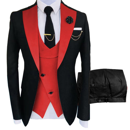Men's Slim Fit 3-Piece Black Pants Graduation Suit | Formal Dress for African American Graduates