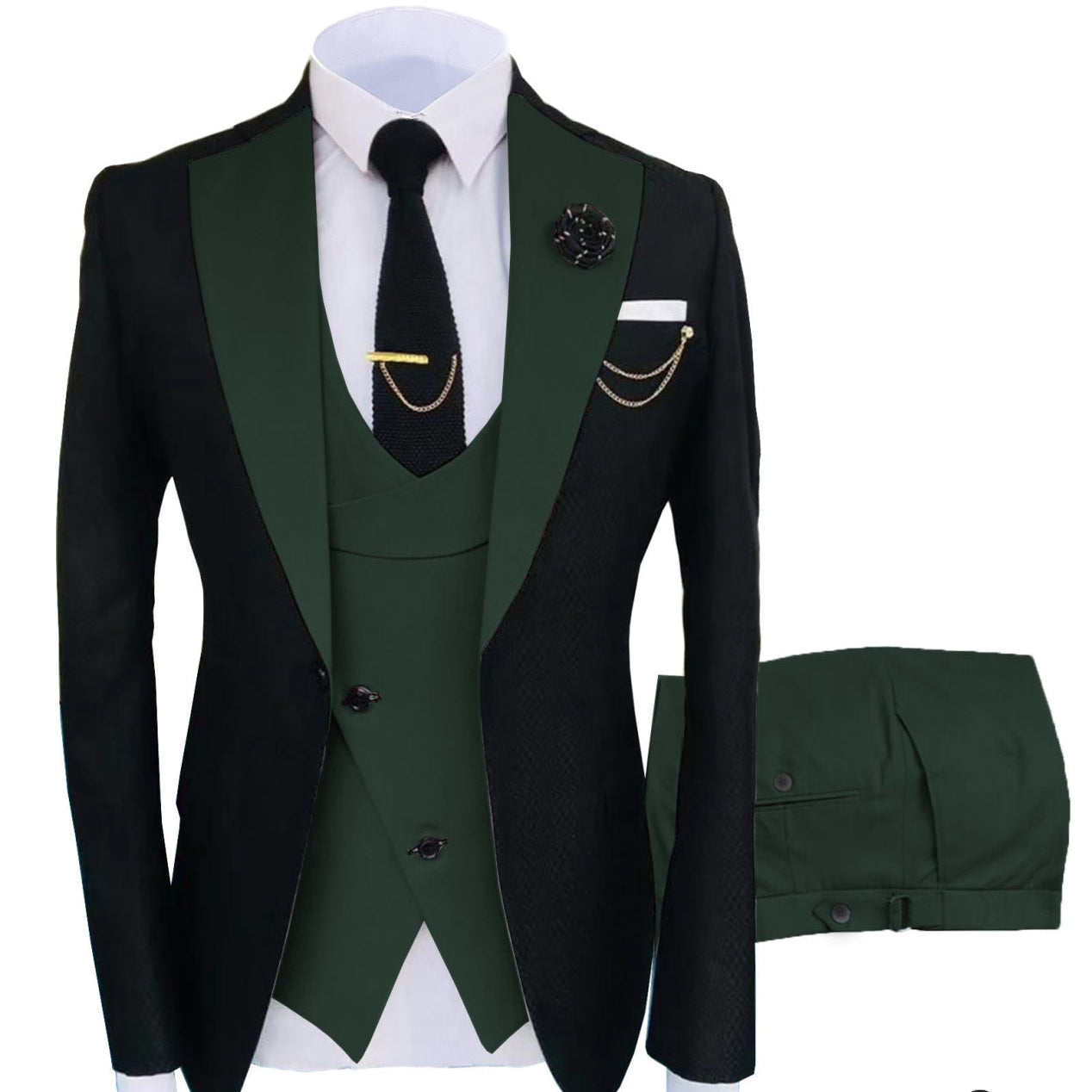 Formal Men's Suits Slim Fit 3 Pieces Notch Lapel Tuxedos (Blazer+Vest+Pant)