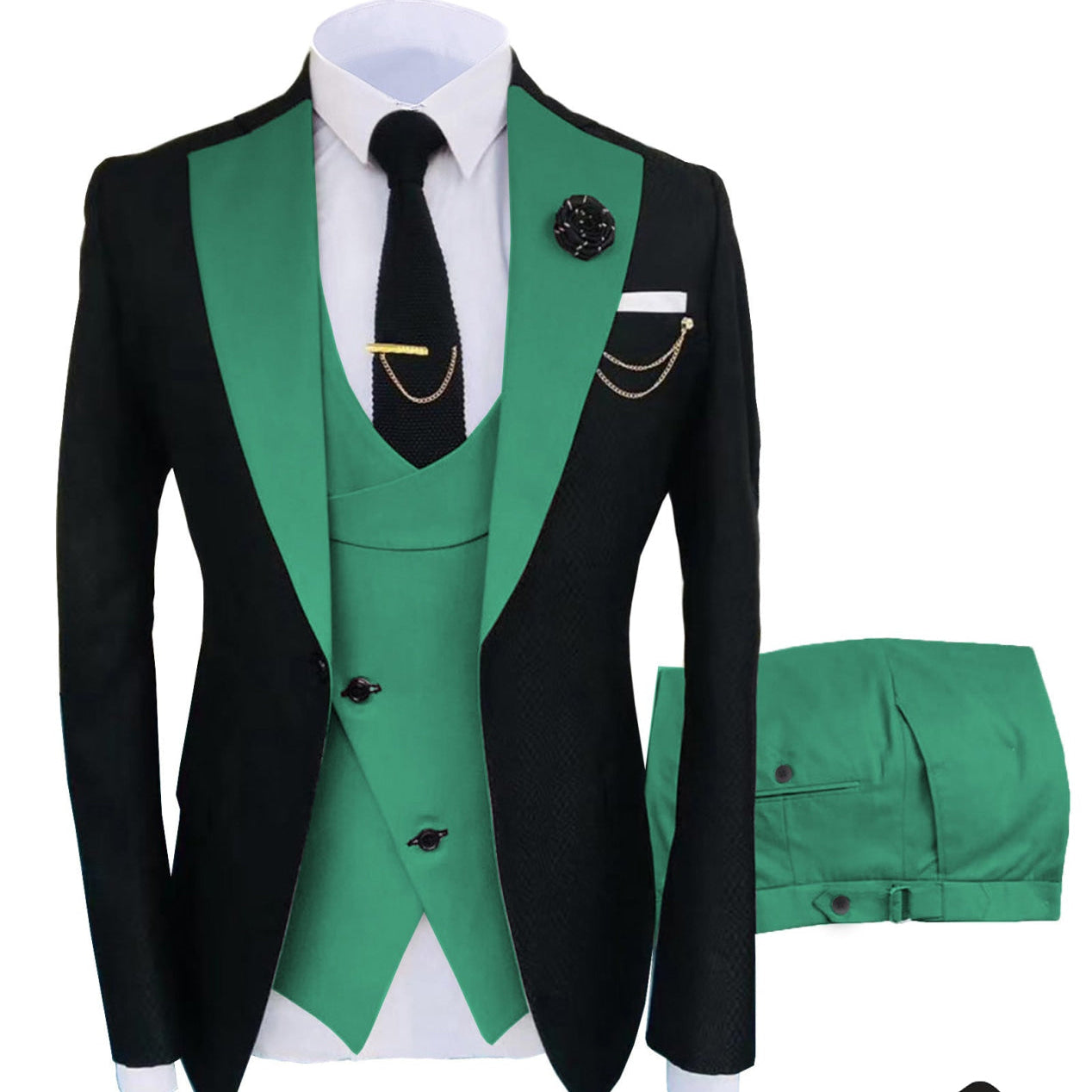 Formal Men's Suits Slim Fit 3 Pieces Notch Lapel Tuxedos (Blazer+Vest+Pant)