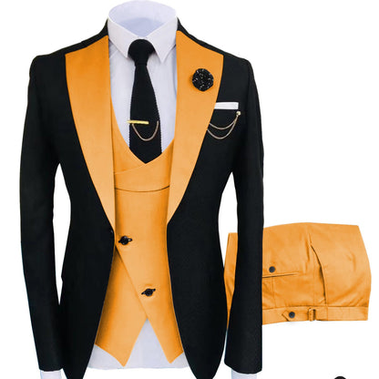 Formal Men's Suits Slim Fit 3 Pieces Notch Lapel Tuxedos (Blazer+Vest+Pant)