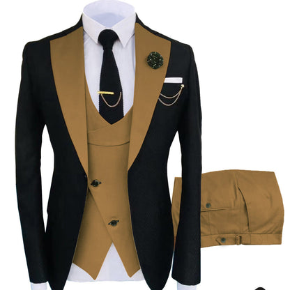 Formal Men's Suits Slim Fit 3 Pieces Notch Lapel Tuxedos (Blazer+Vest+Pant)