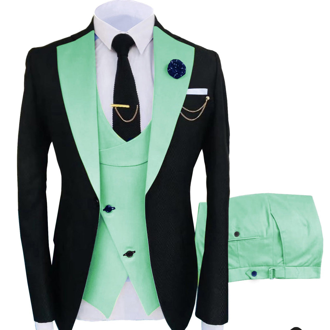 Formal Men's Suits Slim Fit 3 Pieces Notch Lapel Tuxedos (Blazer+Vest+Pant)