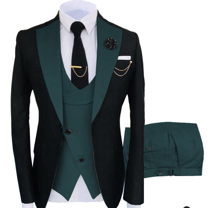 Formal Men's Suits Slim Fit 3 Pieces Notch Lapel Tuxedos (Blazer+Vest+Pant)