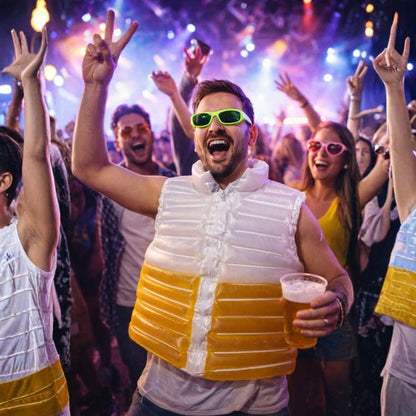Inflatable Beer Puffer Jacket Costume Transparent Beer-Filled Jacket for Pools