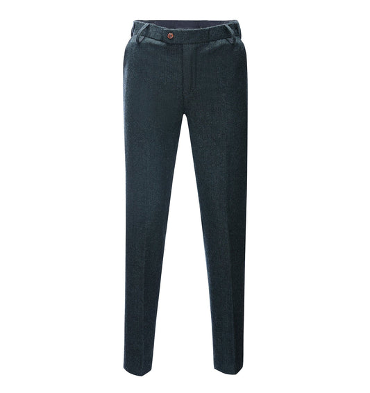 Men's Casual Suit Pant Herringbone Pleat-Front Trousers