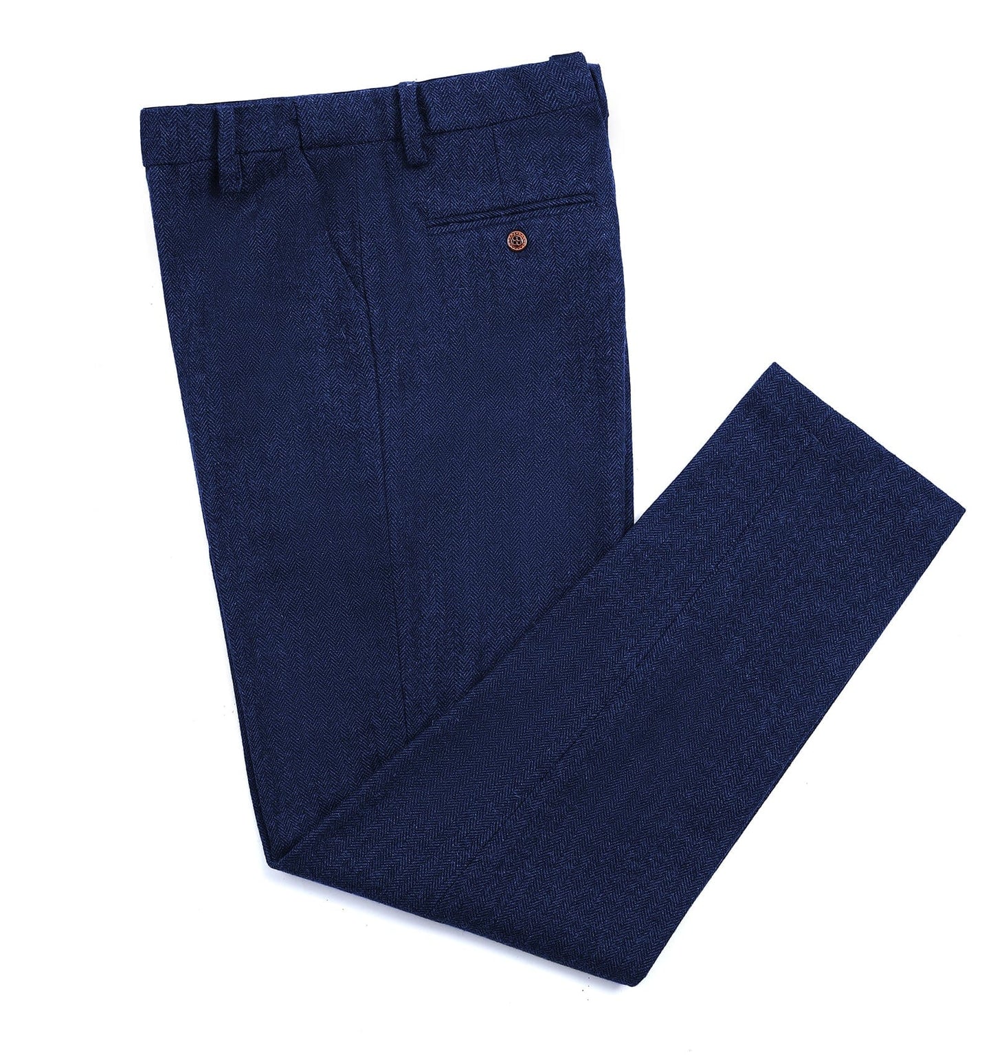 Men's Casual Suit Pant Herringbone Pleat-Front Trousers