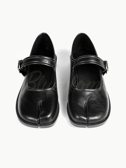 Black Adjustable Strap Tabi Mary Janes