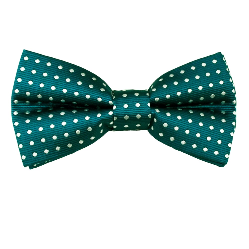 Teal Green & White Polka Dot Men's Bow Tie