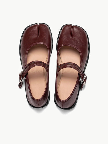 Red Adjustable Strap Tabi Mary Janes shoes